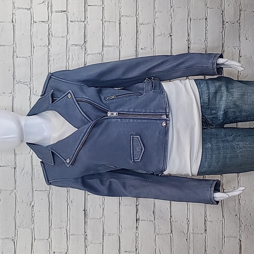 IRO Edgy Ashville Soft Lamb Leather Cropped Moto/Biker Jacket in Lavender - NWT